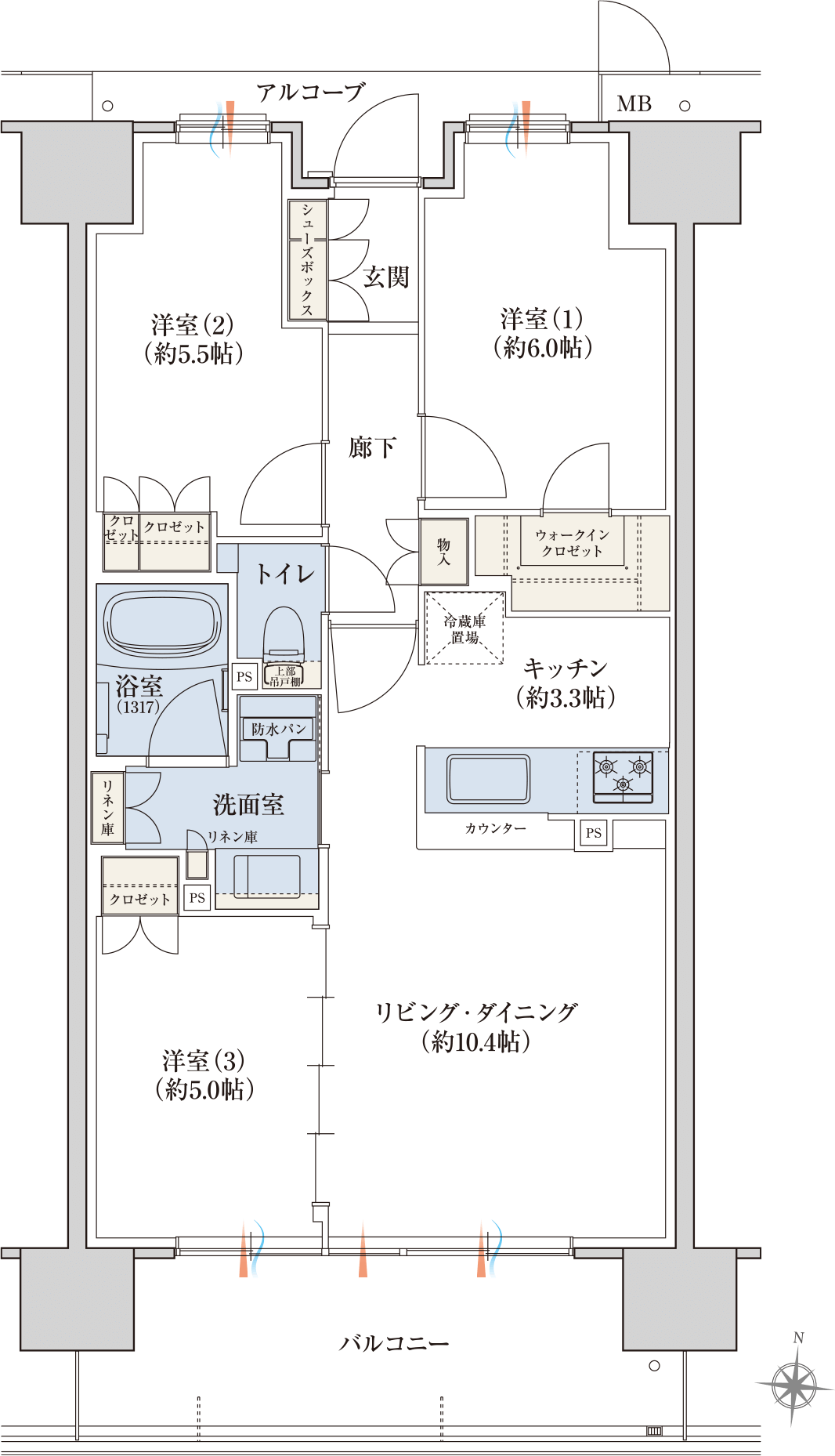 間取りhタイプ 公式 カサーレ城東ガーデンプレイス 大阪市城東区 アートプランニング 新築分譲マンション