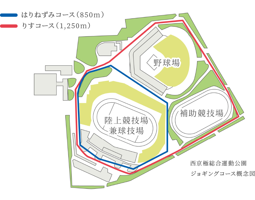 西京極総合運動公園のジョギングコース概念図