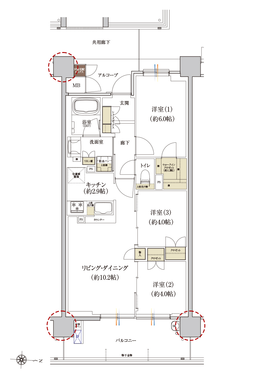 Bタイプの間取り画像、間取り図