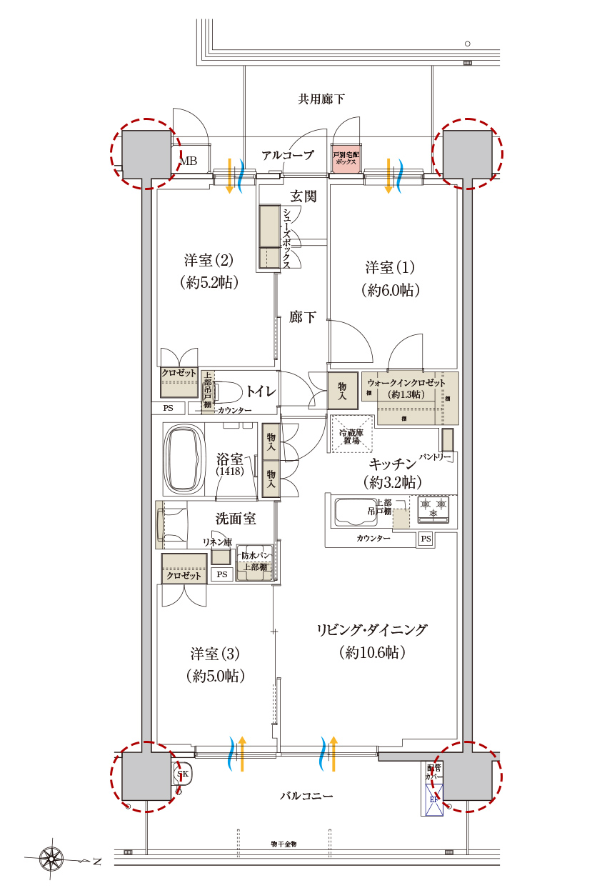 Cタイプの間取り画像、間取り図