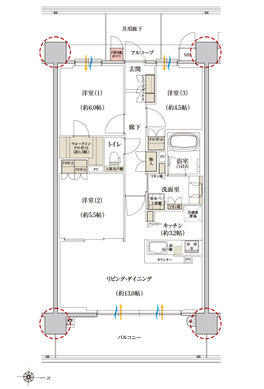 Dタイプの間取り画像、間取り図